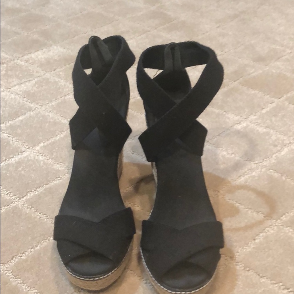 Tory Burch Black Wedge Sandals